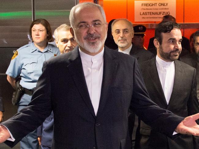 Iranian Foreign Minister Mohammad Javad Zarif arrives to the final plenary meeting of a nuclear deal at UN's IAEA headquarters in Vienna, Austria. Picture: AFP