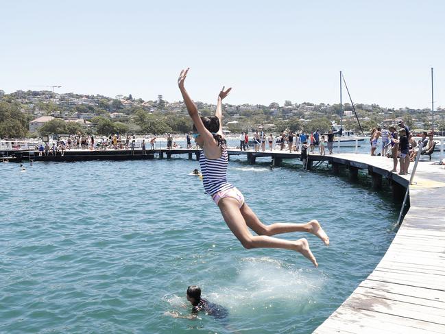 People cooling down as temperatures start to soar at Balmoral Beach on Boxing Day. Picture: Hanna Lassen/Getty