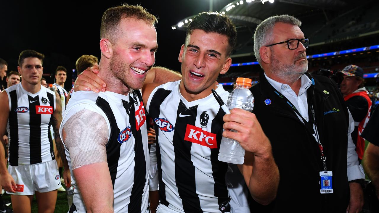 The Pies celebrate their win. Picture: Getty Images