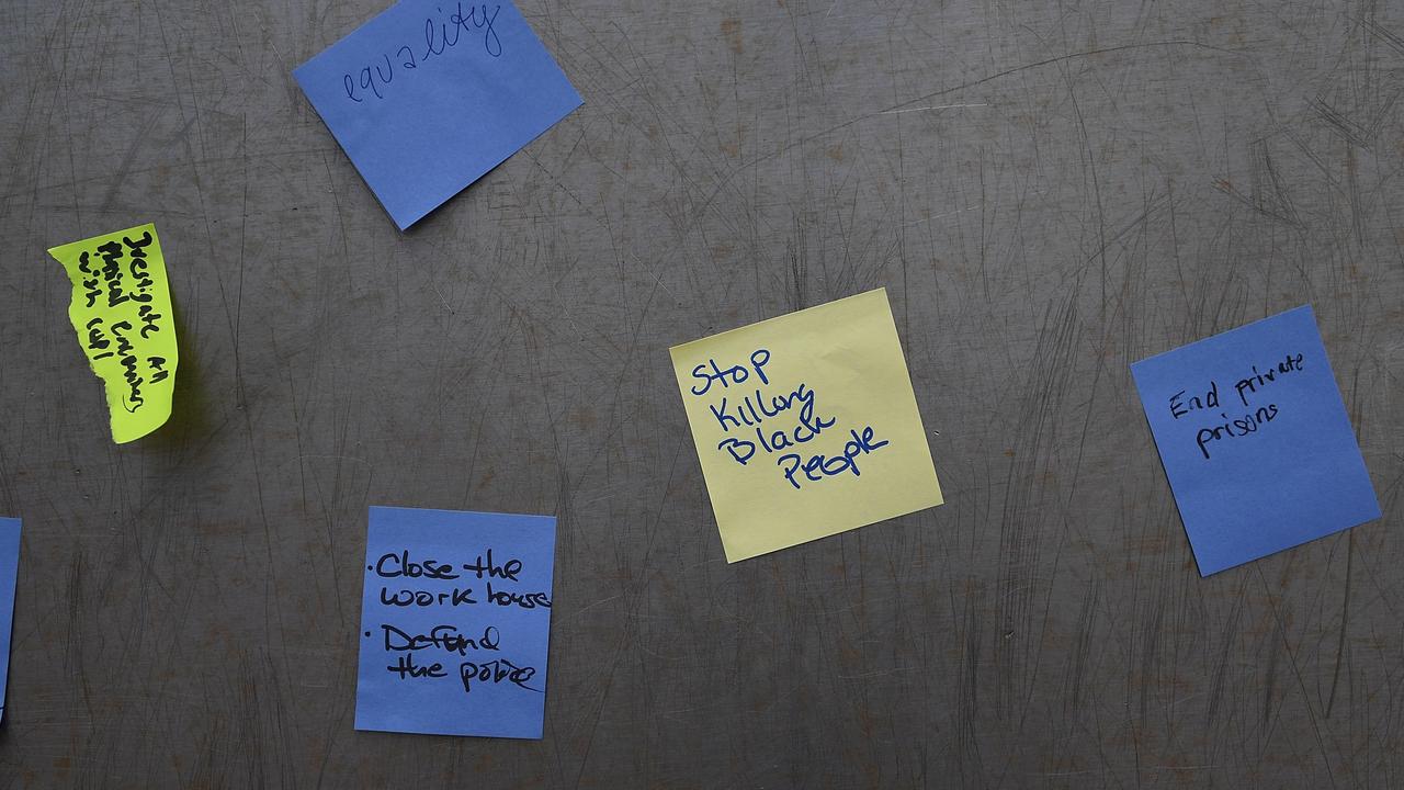 Protesters in St Louis, Missouri left notes behind. Picture: Michael B. Thomas/Getty Images/AFP