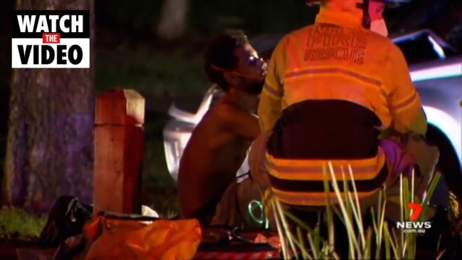 Wild fight at Brompton leaves two with stab wounds (7NEWS)