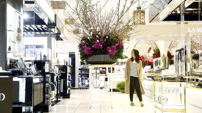 Myer has effectively ceded the top end space to David Jones, seen here during its Sydney CBD store’s annual spring flower show. Picture: John Appleyard