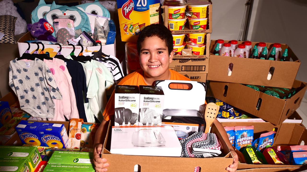 FLASHBACK: Ethan Cavanagh at age 12 collecting and donating birthday presents for charities in Townsville.