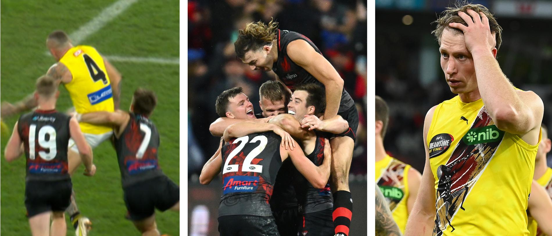 AFL Round 12: Richmond Tigers kick away after Essendon Bomber scare as  Darcy Parish breaks record