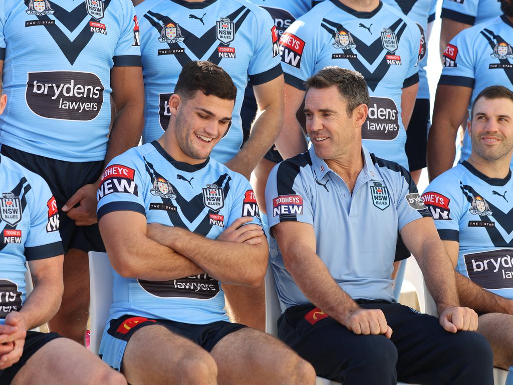 NSW coach Brad Fittler uses Nathan Cleary as a quasi-assistant coach. Picture: David Swift