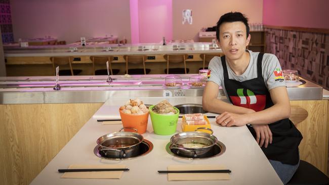 Hot Pot 2023 owner Eric Yang at his new freestyle dining restaurant in North Hobart. Picture: Chris Kidd