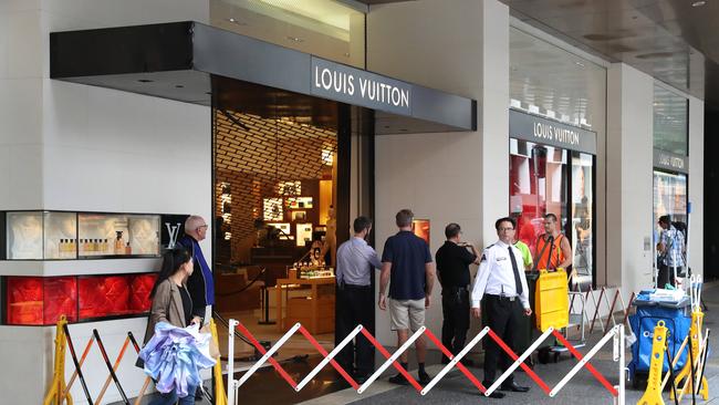 Brisbane District Court was told Ninyette, who was with a co-accused at the time of offending, caused more than $100,000 in damage to the Louis Vuitton store by ramming it with a stolen car. Picture: Liam Kidston