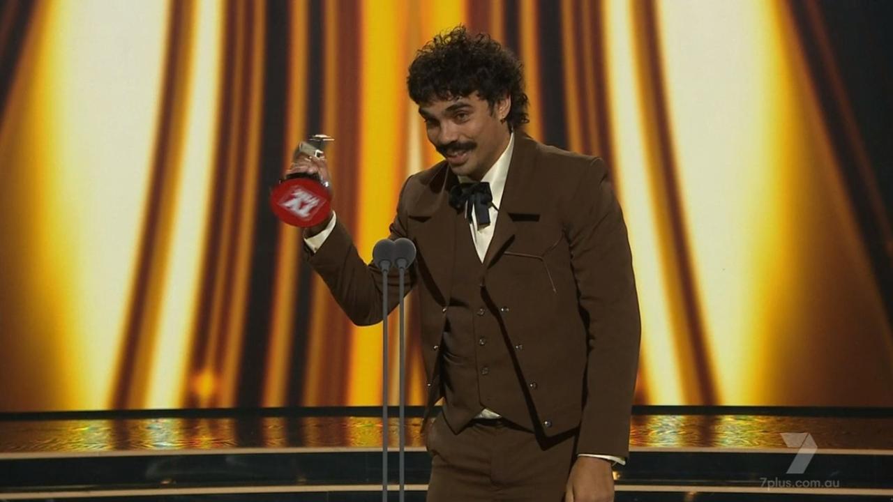 Armstrong accepts his award at the 2023 Logies ceremony. Picture: Channel 7