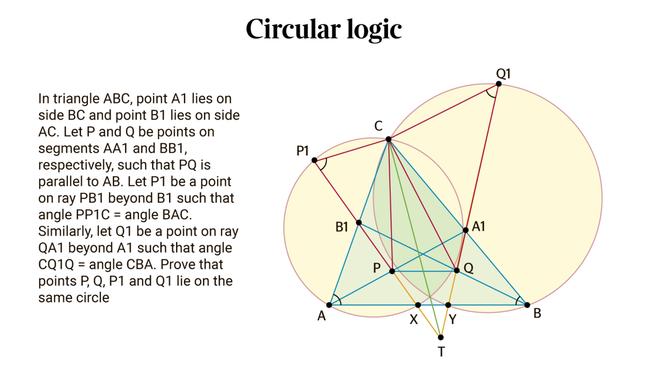 Sample problem from Olive Olympiad geometry without human demonstrations. Source: Nature Journal