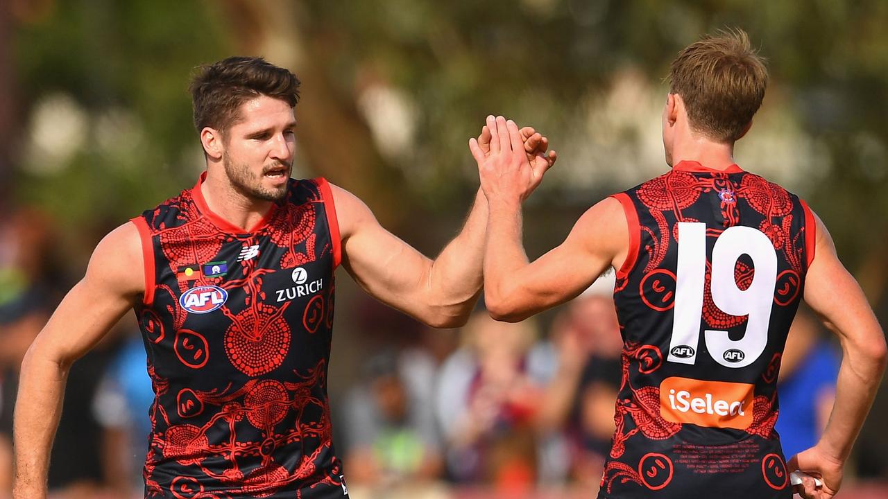 Jesse Hogan may have to move to defence if he is to remain at Melbourne. Photo: Quinn Rooney/Getty Images/AFL Media.