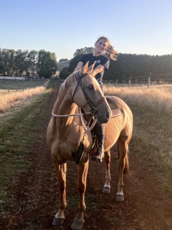 Lauren Walker runs a horse racing stable with her partner Mitchell Leek. Picture: Supplied