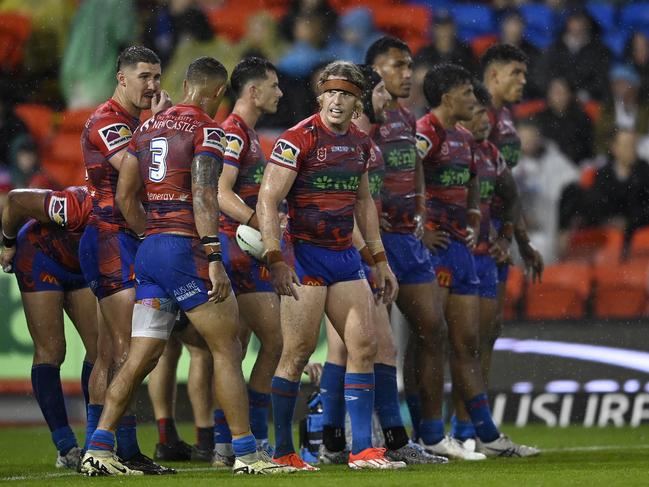 Despite a mountain of possession and having a one-man advantage twice, the Knights failed to score a try. Picture: NRL Imagery