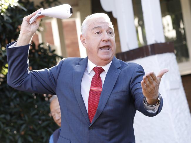 Auction of 27 Swan Ave, Strathfield. Auctioneer Michael Carolan in action. Pictures - Chris Pavlich for The Sunday Telegraph