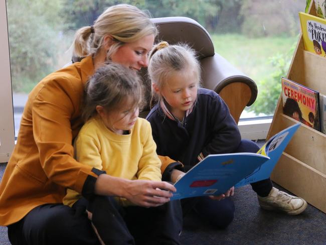 Labor leader Rebecca White at Ocean View Child Care Centre in Blackmans Bay on Monday, July 10, 2023.