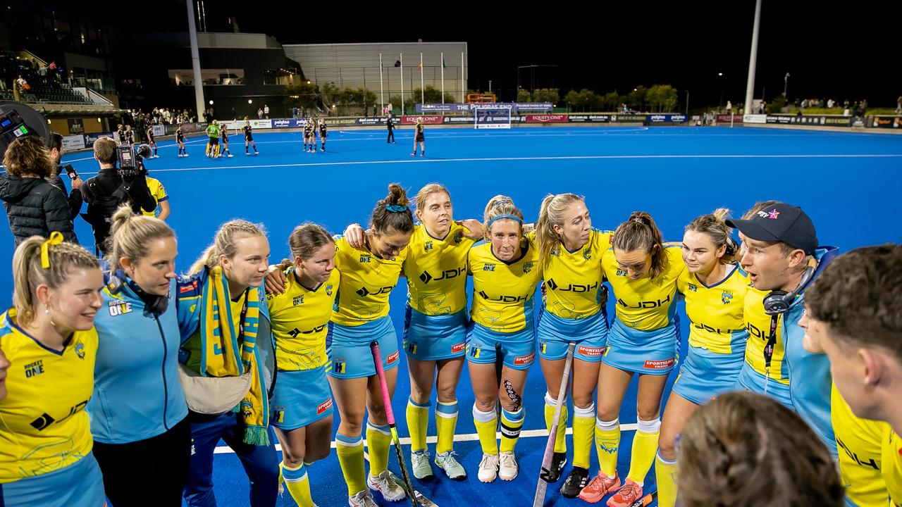 The Chill celebrate their win over Melbourne. Picture: Hockey Australia