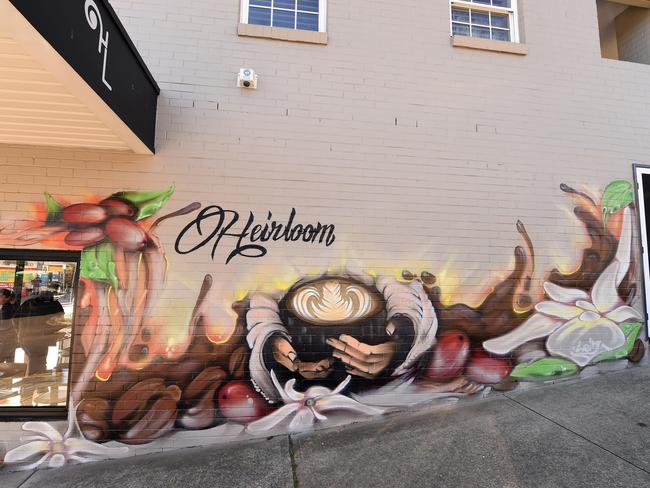 The wall mural of Heirloom Specialty Coffee in Mosman. Picture: Troy Snook