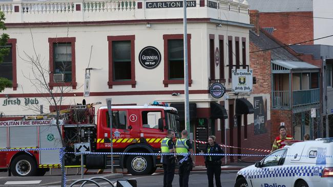 The Corkman Hotel in Carlton following a suspicious fire in 2016. Picture: David Crosling