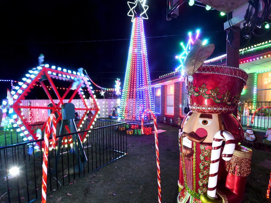 Andrew Seymour has 12,000 lights coordinated to music on his property. Picture: Tony Gough