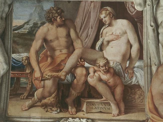 Venus and Anchises 1597 by Annibale Carracci (Rome, Palazzo Farnese).