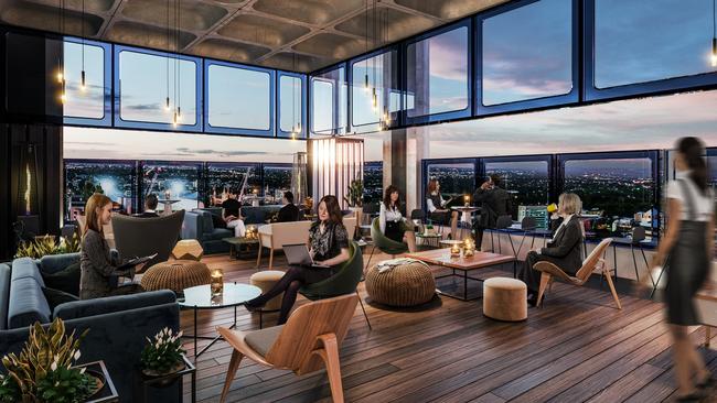 The rooftop bar of the soon-to-be-built QT Hotel. Picture: Supplied.