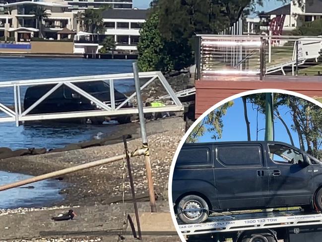 A tow truck removes the van from the scene. Picture: Charlton Hart.