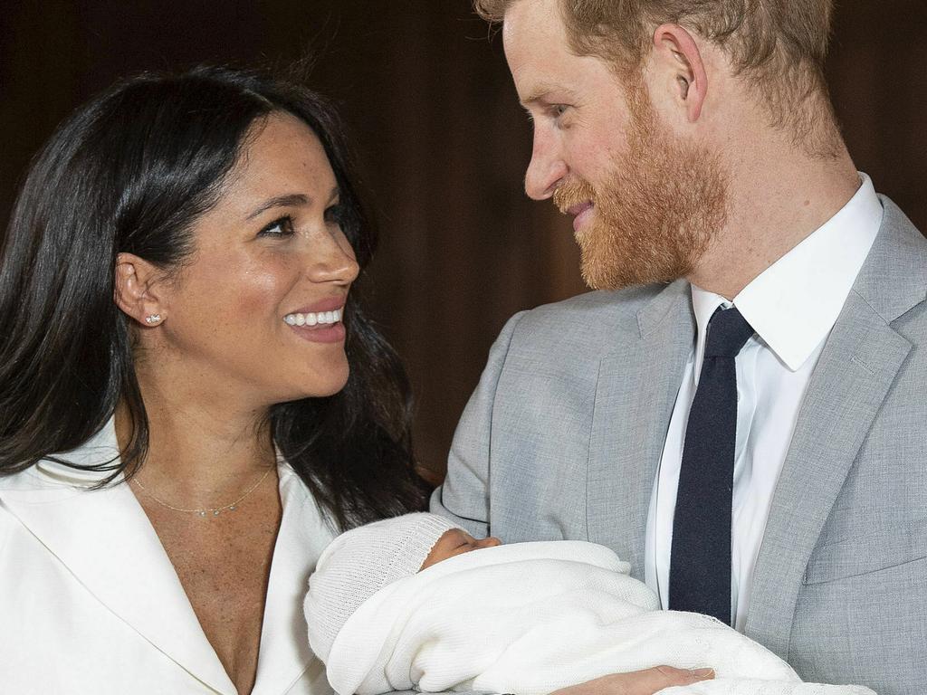 Britain's Prince Harry and Meghan, Duchess of Sussex, with baby Archie. Picture: AP