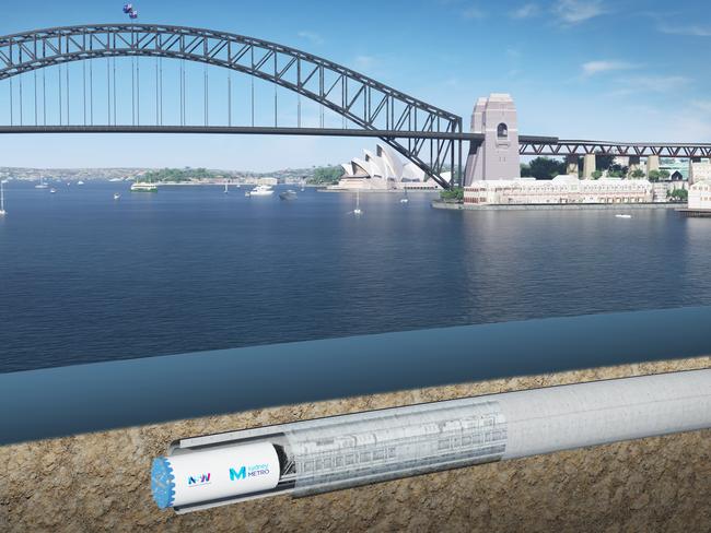 Artists’ impression of tunnelling under Sydney Harbour. Picture: Supplied