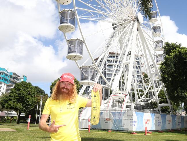 Long distance runner Ben 'Ferris Gump' has begun his 1000 km journey from Cairns to Cape York in order to inspire local creatives and prepare for his ultimate goal - running a lap of Australia. Photo: Catherine Duffy.