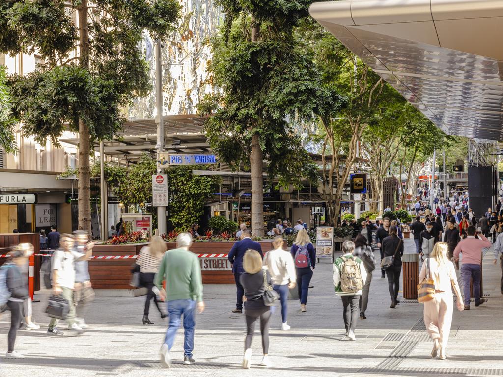 The modern-day Queen Street Mall