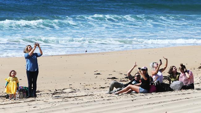 Holiday-makers were evacuated to Diamond Beach. Picture: Peter Lorimer.