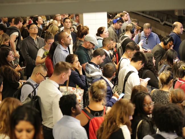 Wynyard station was packed during the peak hour commute last week. Picture: Christian Gilles