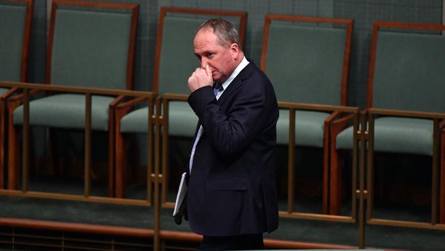 Former deputy prime minister Barnaby Joyce during Question Time in the House of Representatives at Parliament House in Canberra, Tuesday, May 29, 2018. (AAP Image/Mick Tsikas) NO ARCHIVING