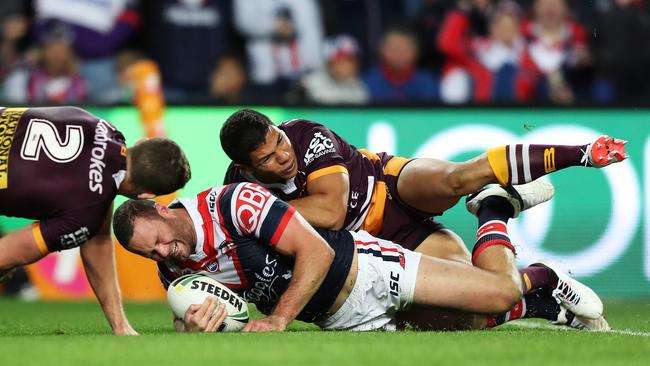 Boyd Cordner scores a try to get his side further ahead in the second half. Picture: Brett Costello