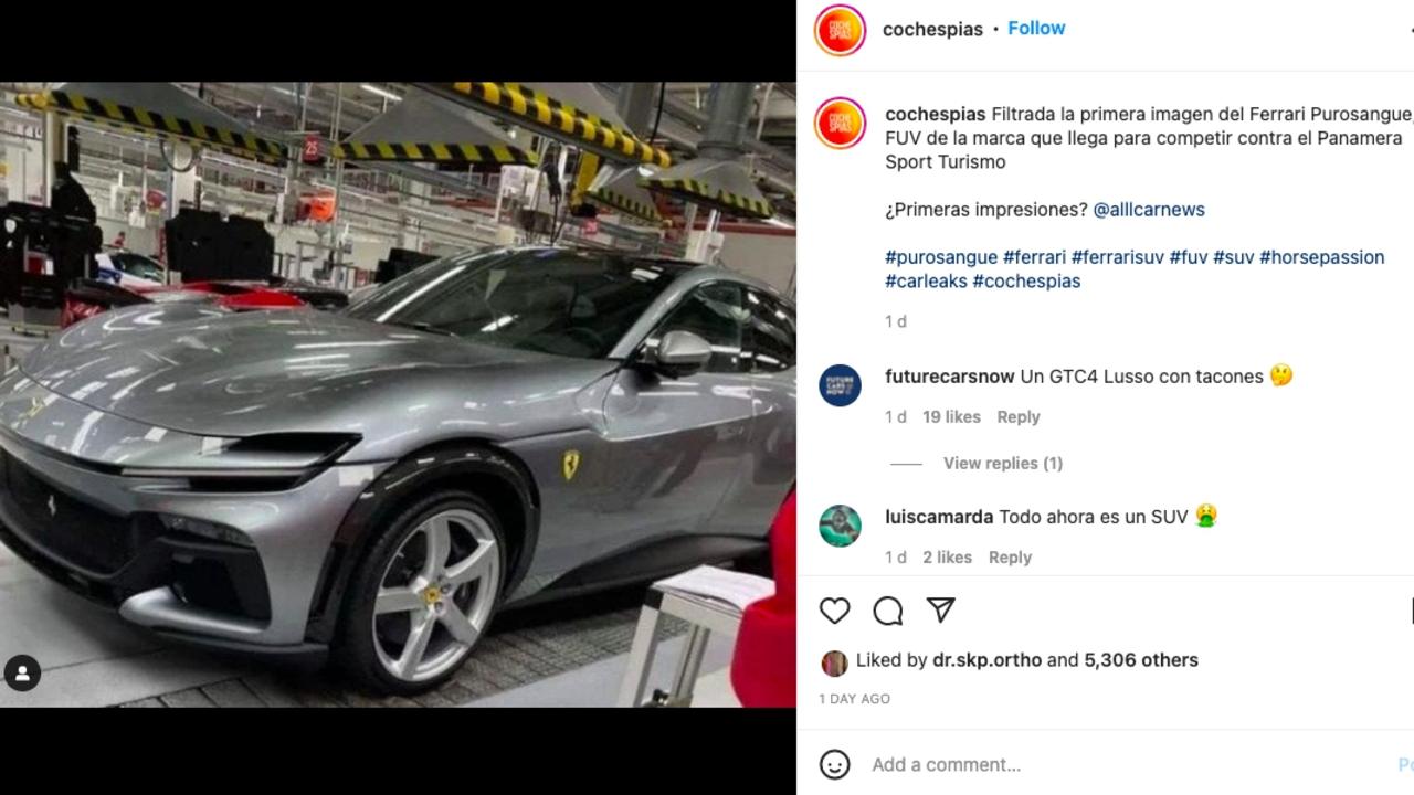 Instagram page ‘cochespias’ published factory floor photos of the Ferrari Purosangue.