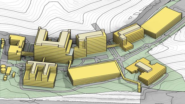 Images showing how the Coomera Health Precinct may look when fully complete by 2040.