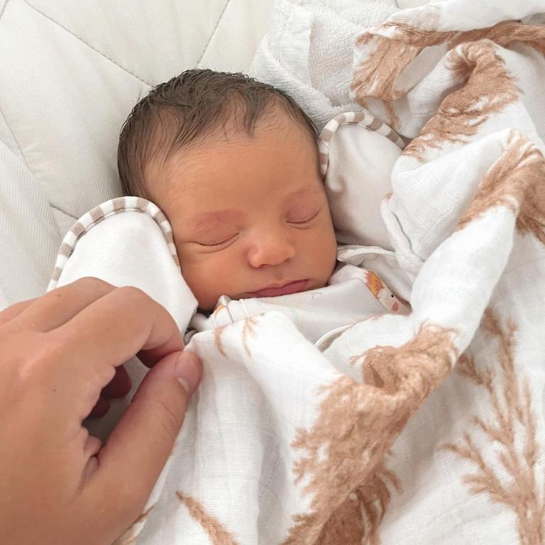 Thessy and Giorgio Batsinilas welcomed a baby boy, Jay. Picture: Instagram