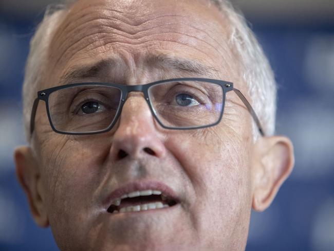 Australian Prime Minister Malcolm Turnbull addresses the Seniors Forum at the Sandstone Point Hotel alongside LNP Candidate for Longman, Trevor Ruthenberg, in Brisbane, Thursday, June 7, 2018. (AAP Image/Glenn Hunt) NO ARCHIVING