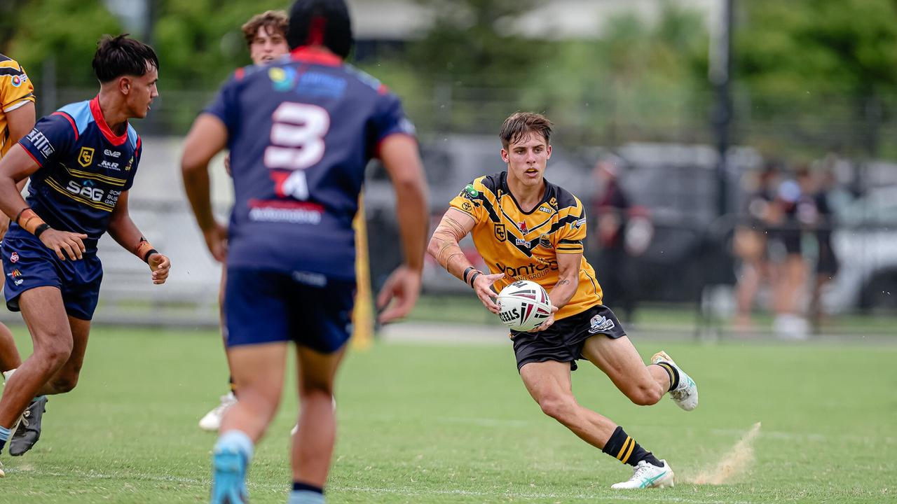 Sunshine Coast Falcons Cyril Connell Cup player Tyson Fallon-May in action. Picture: QRL.