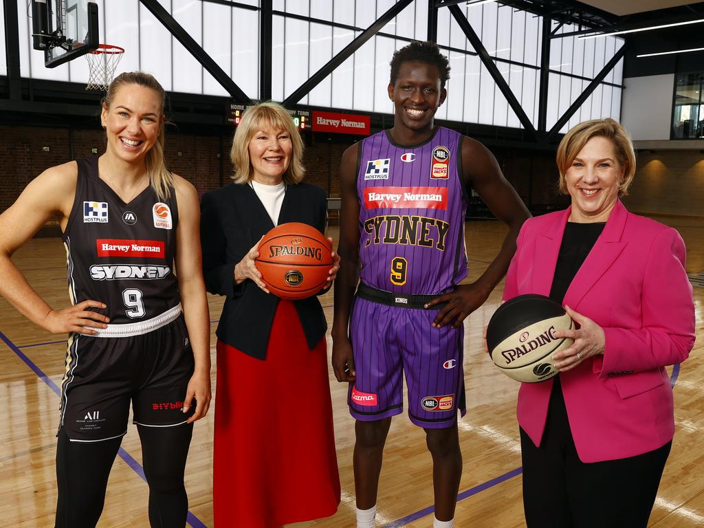 Tesla chair and Sydney Kings owner Robyn Denholm (pink jacket) will be at the forefront of change in the WNBL after joining forces with the NBL in a majority stake of the foundation women’s competition. Picture: Richard Dobson