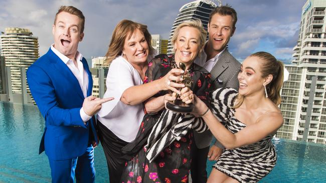 Gold Logie nominees: Grant Denyer, Tracey Grimshaw, Amanda Keller, Rodger Corser and Jessica Marais. Andrew Winter is also a nominee. Picture: Nigel Hallett