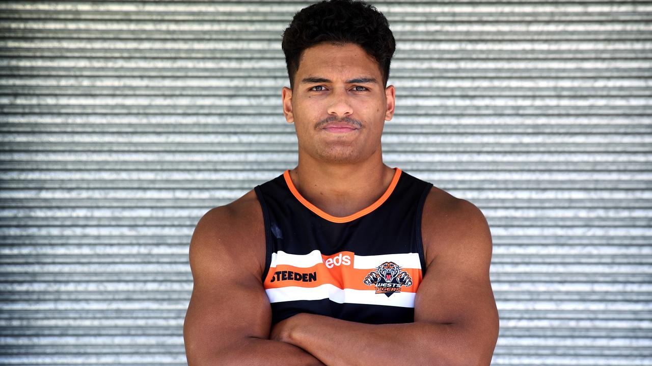 Wests Tigers hit the training track at the start of pre season at St Lukes Park in Concord. Shawn Blore 20 pictured after training. Picture: Toby Zerna