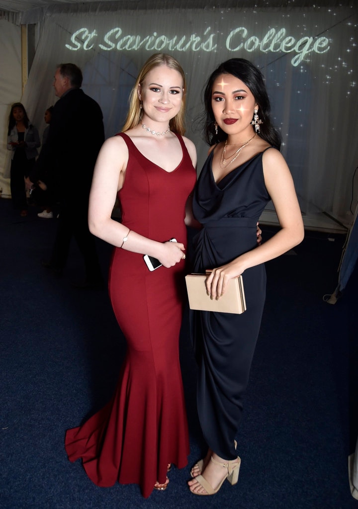 Bridget Mortlock (left) and Monique Redulla. St Saviour's College formal, Toowoomba Turf Club. November 2017. Picture: Bev Lacey