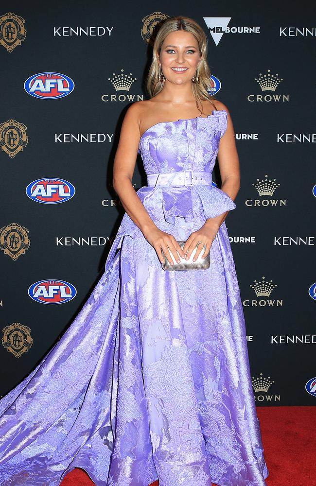 Jessica Todd, partner of Max Gawn opted for a regal shade. Picture: Mark Stewart.