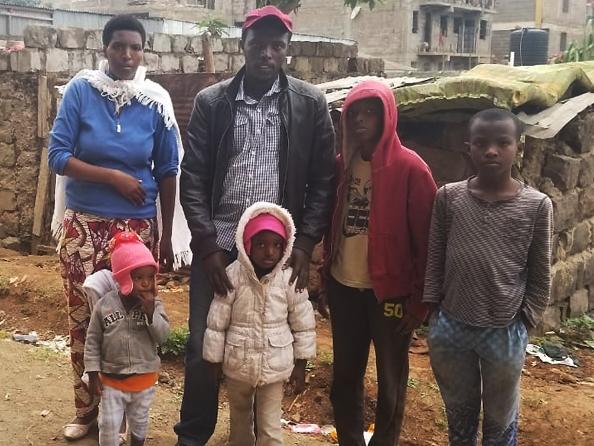 Alexis Chabakuru and his wife Jolie Nabahiga and their four children in Kenya. Photo/Jerome Rugaruza