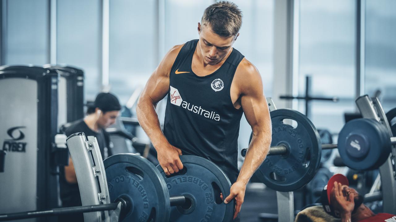 Carlton co-captain Patrick Cripps during pre-season training on the Sunshine Coast. Picture: Ben Vos