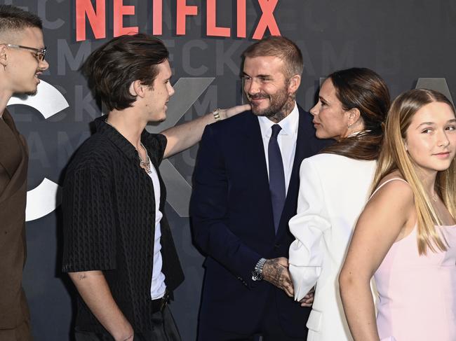 The tight-knit Beckham family were all smiles at the premiere. Picture: Gareth Cattermole/Getty Images