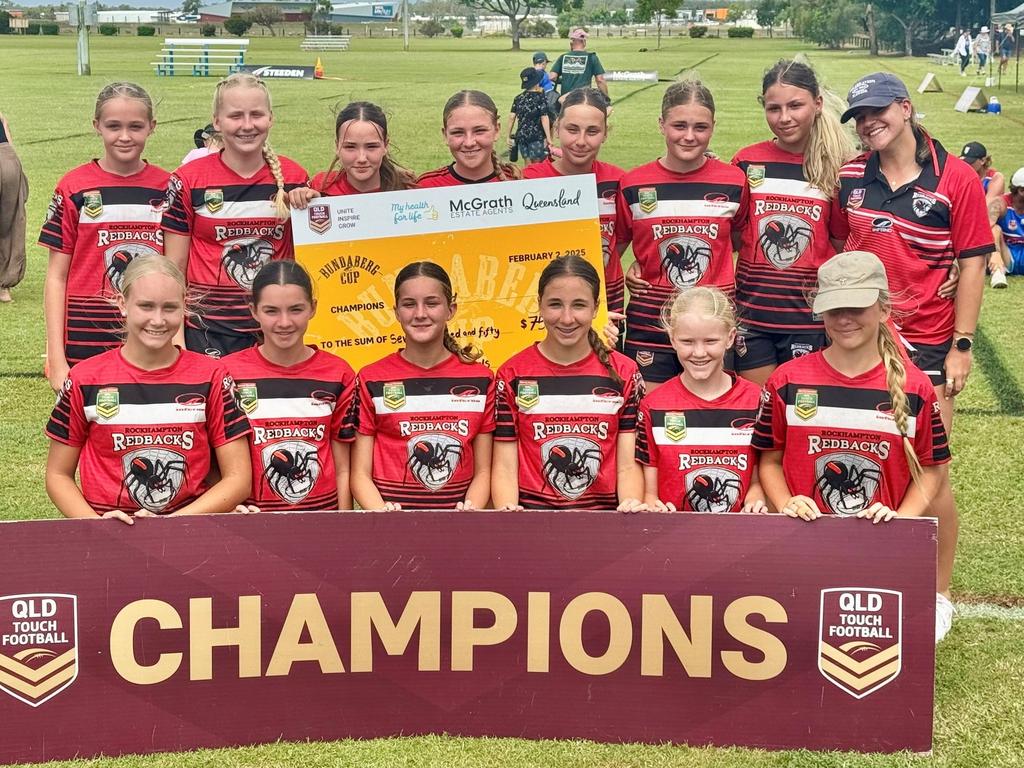 Rockhampton's under-14 girls Red team that took out their division at the 2025 Bundaberg Cup.