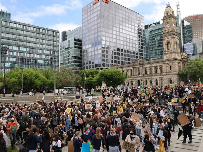 Organisers estimated a crowd of 1500 in Adelaide. Picture: NCA NewsWire / David Mariuz