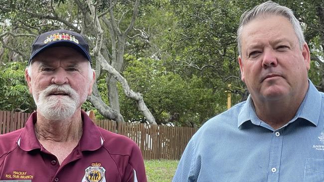 Mackay RSL sub-branch president Ken Higgins and Dawson MP Andrew Wilcox acknowledging the Federal Governmentâs response to the Royal Commission into Defence and Veteran Suicide. PHOTO: Fergus Gregg