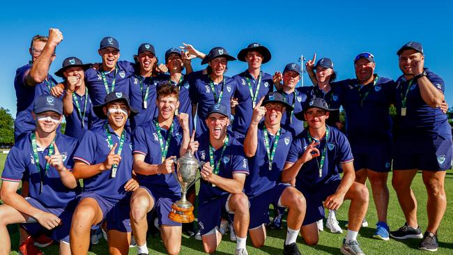 The NSW Country team celebrating after winning the final. Picture: Dylan Burns